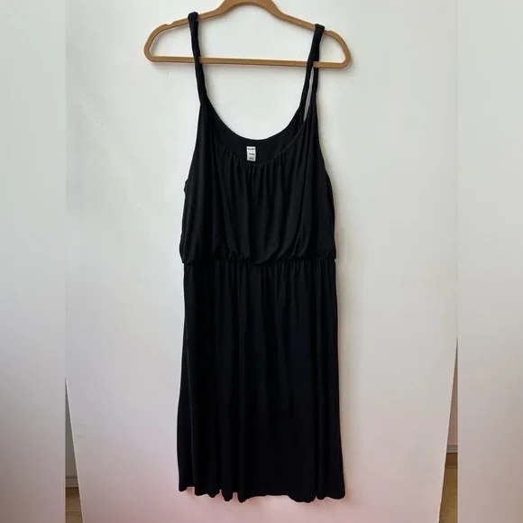 OLD NAVY - SLEEVELESS TWIST STRAP JERSEY KNIT TANK DRESS - TRUE BLACK - XL